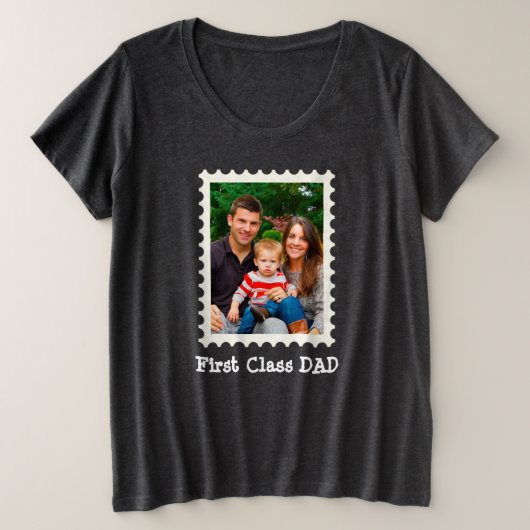 Eerste klas Pap Beste pap ooit Aangepaste Foto Grote Maat T-shirt (Design voorkant)