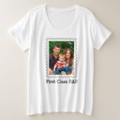 Eerste klas Pap Beste pap ooit aangepaste foto Grote Maat T-shirt (Design voorkant)