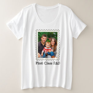 Eerste klas Pap Beste pap ooit aangepaste foto Grote Maat T-shirt