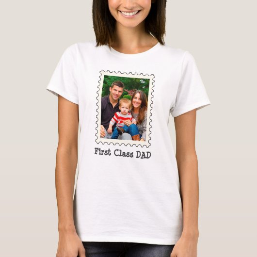Eerste klas Pap Beste pap ooit aangepaste foto T-shirt (Voorkant)