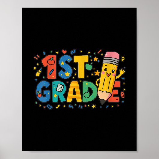Eerste klas potlood Terug naar school 1e klas stud Poster (Voorkant)