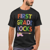 Eerste klas Rockstar 1e klas Rocks Teacher Team T-shirt (Voorkant)