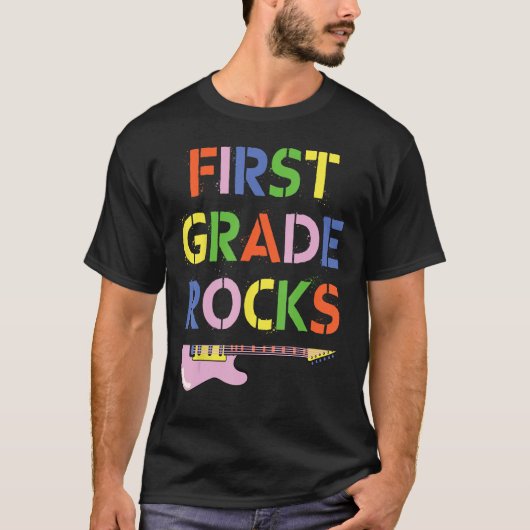 Eerste klas Rockstar 1e klas Rocks Teacher Team T-shirt (Voorkant)