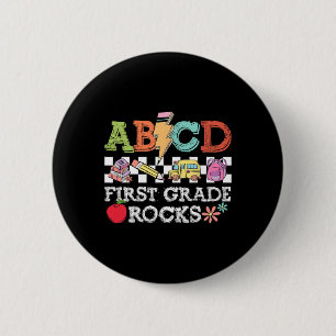 Eerste klas rockt potlood bliksem leraren rocken ronde button 5,7 cm