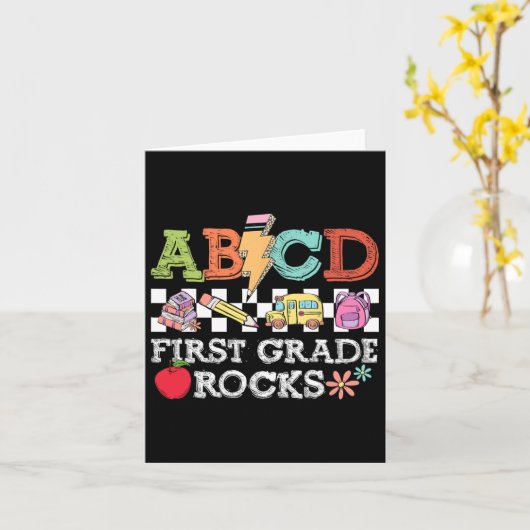 Eerste klas rotsen potlood bliksem leraren rock g kaart (Gele Bloem)