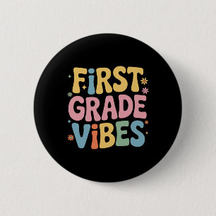 Eerste klas sfeer leraar leerling terug naar schoo ronde button 5,7 cm
