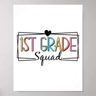 Eerste klas squad leraren kinderen 1e klas terug n poster