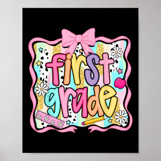 Eerste klas terug naar school Coquette Pink Bow Pr Poster (Voorkant)