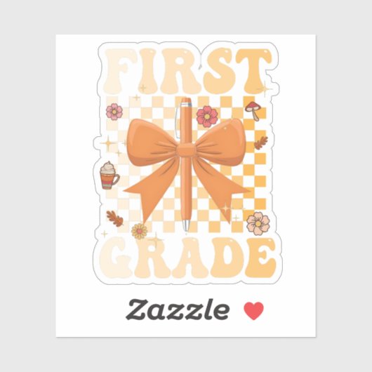 Eerste klas terug naar school herfst boog Coquette Sticker (Vel)