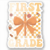 Eerste klas terug naar school herfst boog Coquette Sticker (Voorkant)