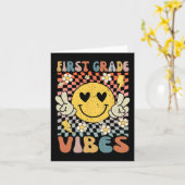 Eerste klas Vibes 1e klas Retro Docent 1e dag Kaart (Gele Bloem)