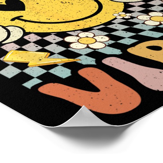 Eerste klas Vibes 1e klas Retro Docent 1e dag Poster (Hoek)