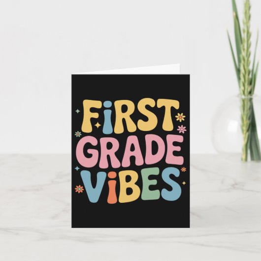 Eerste klas vibes leraar student terug naar school kaart (Voorkant)