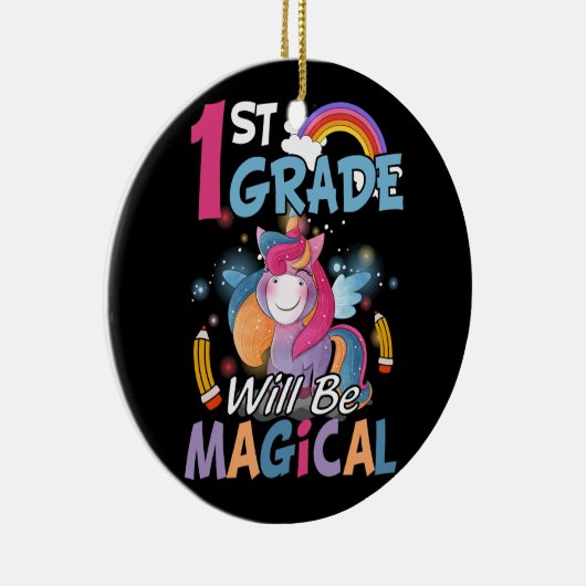 Eerste klas zal magische Schattigee eenhoorn rock  Keramisch Ornament (Rechts)