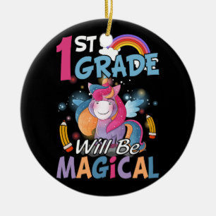 Eerste klas zal magische Schattigee eenhoorn rock  Keramisch Ornament