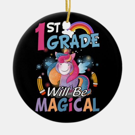 Eerste klas zal magische Schattigee eenhoorn rock  Keramisch Ornament (Voorkant)