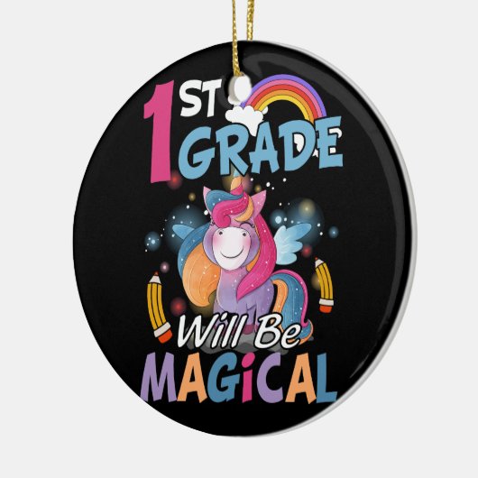 Eerste klas zal magische Schattigee eenhoorn rock  Keramisch Ornament (Links)