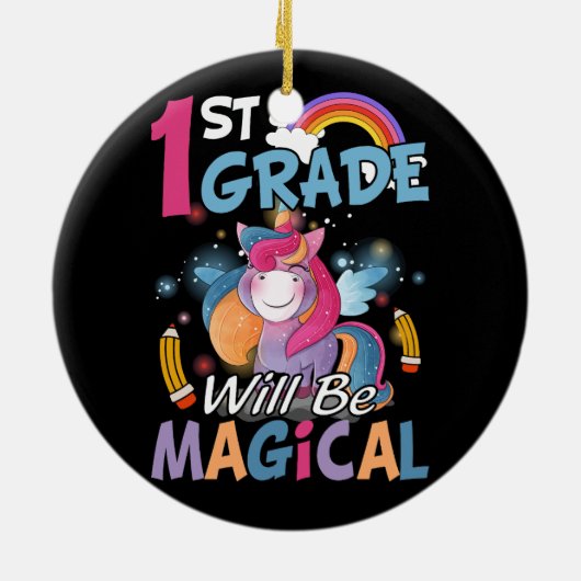 Eerste klas zal magische Schattigee eenhoorn rock  Keramisch Ornament (Achterkant)