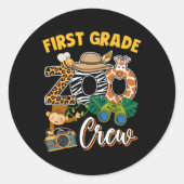Eerste klas Zoo Field Trip Squad Matching Teacher Ronde Sticker (Voorkant)