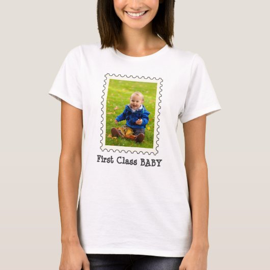 EERSTE KLASSE BABY Beste Baby ooit aangepaste foto T-shirt (Voorkant)