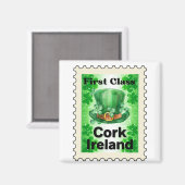Eerste klasse Cork Ireland Stamp Magneet (Voorkant / Achterkant)