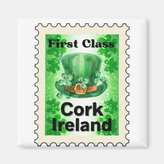 Eerste klasse Cork Ireland Stamp Magneet (Voorkant)