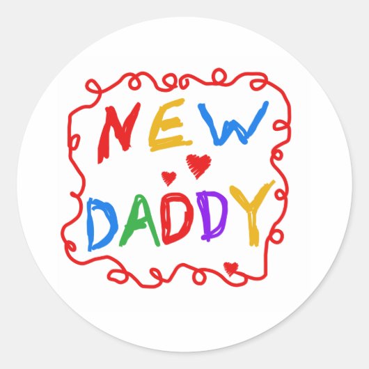 Eerste kleuren Tekst nieuwe papa Ronde Sticker (Voorkant)
