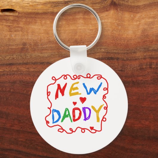 Eerste kleuren Tekst nieuwe papa Sleutelhanger (Voorkant)