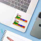 Eerste kleuren Wooden Toy Train Sticker (Laptop met iPhone)