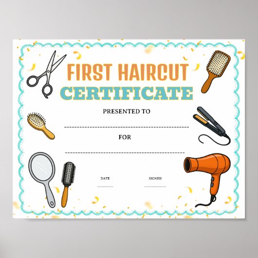 Eerste knipbewijs certificaat bewerkbaar poster (Voorkant)