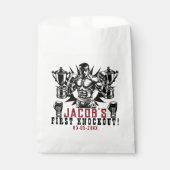 Eerste knock-out boksen verjaardagsfeestje bedankzakje (Voorkant)