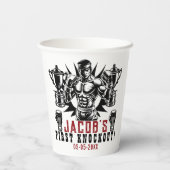 Eerste knock-out boksen verjaardagsfeestje papieren bekers (Achterkant)