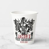 Eerste knock-out boksen verjaardagsfeestje papieren bekers (Voorkant)