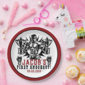 Eerste knock-out boksen verjaardagsfeestje papieren bordje (Feest)