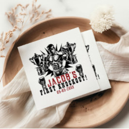 Eerste knock-out boksen verjaardagsfeestje servet