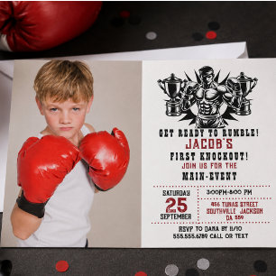 Eerste Knockout Boksen foto Verjaardag Kaart