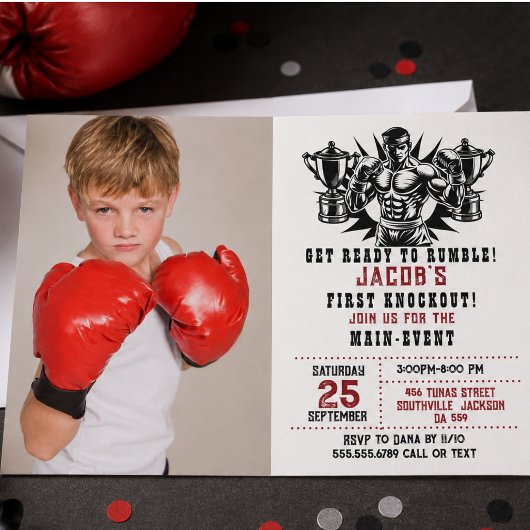 Eerste Knockout Boksen foto Verjaardag Kaart