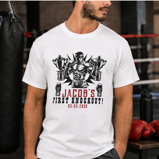 Eerste Knockout Boksen Verjaardagsfeestje T-shirt