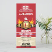 Eerste Knockout Boksticket 1e Verjaardagsfeest Kaart (Staand voorkant)