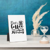 Eerste koffie dan Good Morning T-Shirt Fotoplaat (Zijkant)