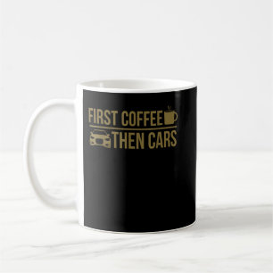 Eerste koffie en auto's koffiemok