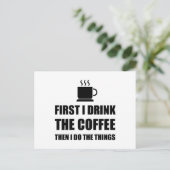 Eerste koffie en dan ook briefkaart (Staand voorkant)