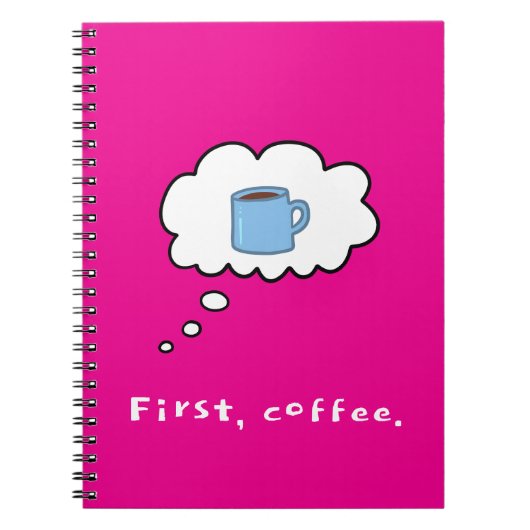Eerste koffie magenta notitieboek (Voorkant)