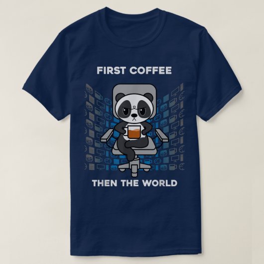 Eerste koffie toen de wereldcafeïne nerd Funny Pa T-shirt (Design voorkant)