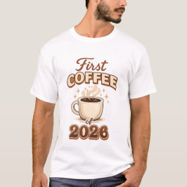 Eerste koffie van 2026 – Nieuwjaars Koffieliefhebb T-shirt