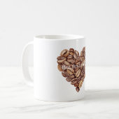 Eerste koffiebonen hart koffiemok (Voorkant links)
