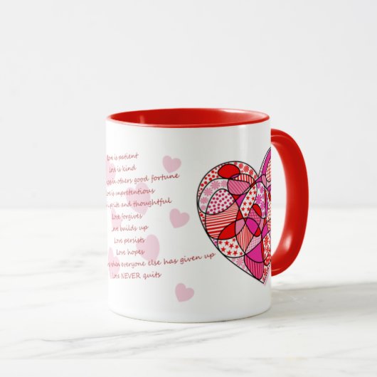Eerste Korintiërs 13 Liefdesverzen Hart Mok (Voorkant rechts)