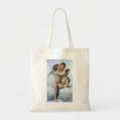 Eerste Kus by Bouguereau, Oude Victoriaanse Engele Tote Bag (Voorkant)