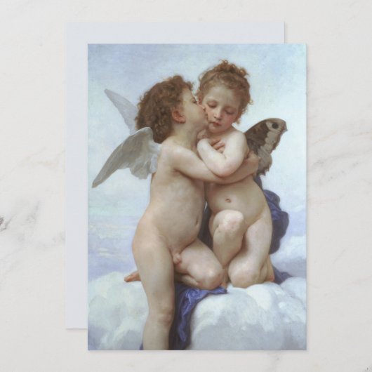 Eerste kus door Bouguereau,  Victoriaans Angels (Voorkant / Achterkant)