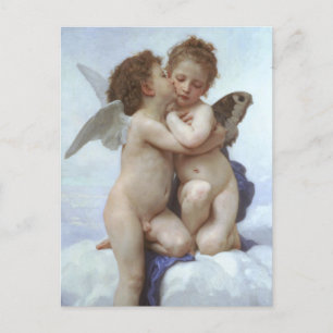 Eerste kus door Bouguereau,  Victoriaans Angels Briefkaart
